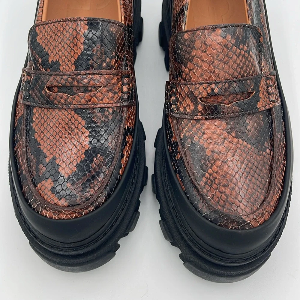 Ganni Embossed Snake Chunky Loafer